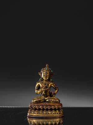 Lot 198 - A CHARMING GILT COPPER ALLOY FIGURE OF VAJRASATTVA