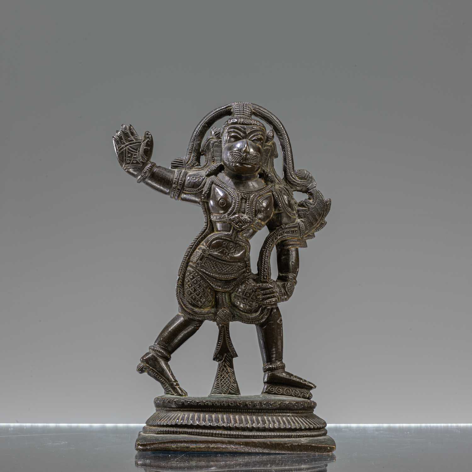 Lot 11 - STANDING BRONZE HANUMAN INDIA 19TH CENTURY