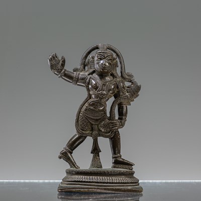 Lot 11 - STANDING BRONZE HANUMAN INDIA 19TH CENTURY