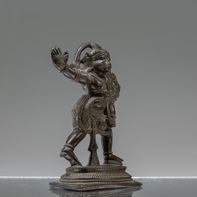 Lot 11 - STANDING BRONZE HANUMAN INDIA 19TH CENTURY