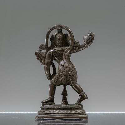 Lot 11 - STANDING BRONZE HANUMAN INDIA 19TH CENTURY