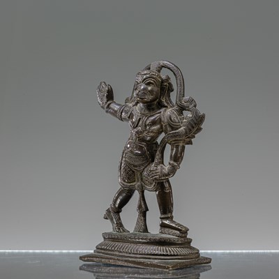 Lot 11 - STANDING BRONZE HANUMAN INDIA 19TH CENTURY