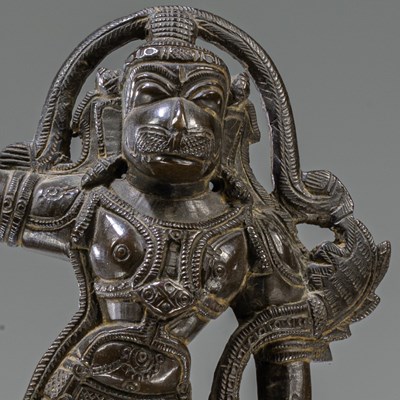 Lot 11 - STANDING BRONZE HANUMAN INDIA 19TH CENTURY