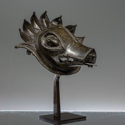 Lot 80 - BHUTA BRONZE MASK INDIA 19TH CENTURY