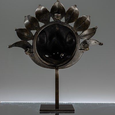 Lot 80 - BHUTA BRONZE MASK INDIA 19TH CENTURY