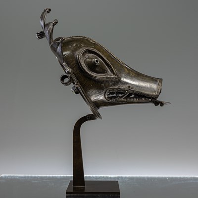 Lot 80 - BHUTA BRONZE MASK INDIA 19TH CENTURY