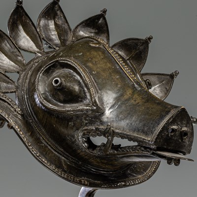 Lot 80 - BHUTA BRONZE MASK INDIA 19TH CENTURY