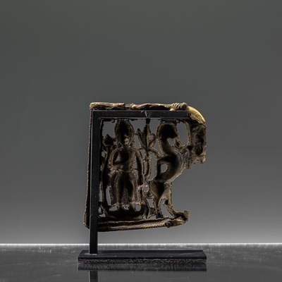 Lot 49 - STANDING PADMAPANI GILT REPOUSSE RELIEF TIBET 16TH CENTURY