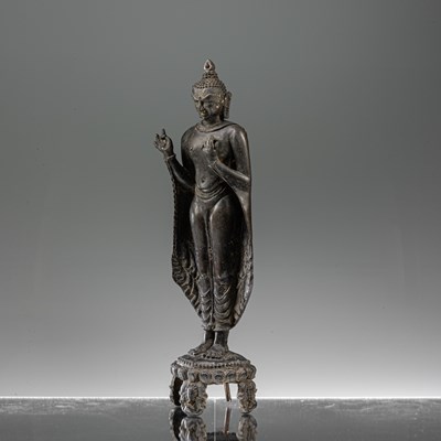 Lot 20 - STANDING BRONZE PAGAN BUDDHA 13TH CENTURY