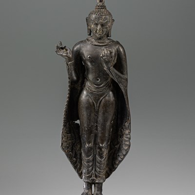 Lot 20 - STANDING BRONZE PAGAN BUDDHA 13TH CENTURY