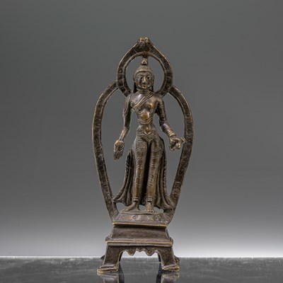 Lot 119 - STANDING BRONZE BUDDHA 19TH CENTURY