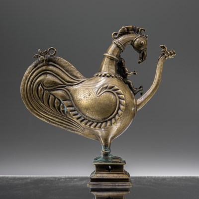 Lot 92 - EXTREMELY RARE BRONZE EWER WITH KRISHNA AND HANUMAN INDIA 18TH CENTURY