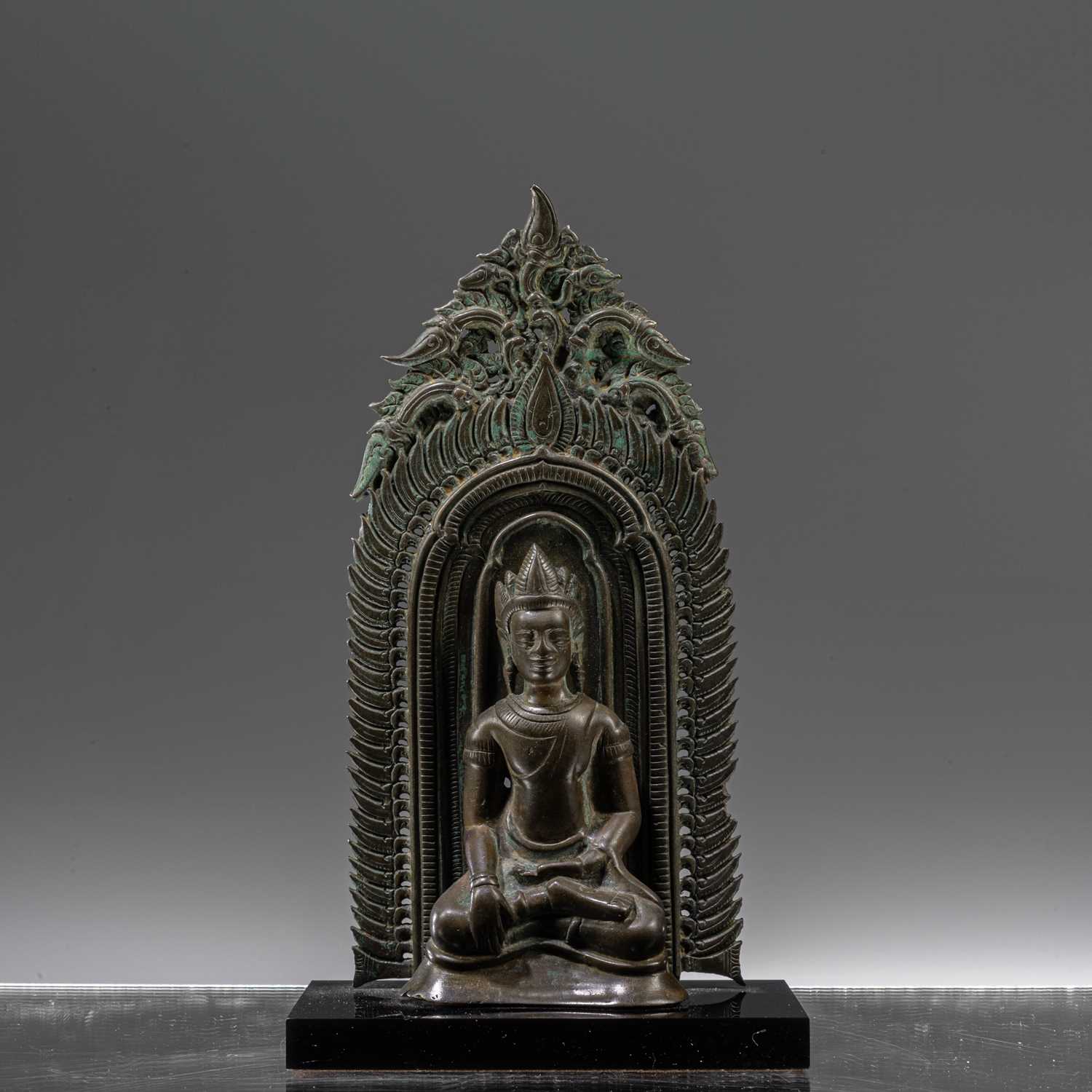 Lot 74 - LOPBURI BRONZE BUDDHA 14TH CENTURY SOUTH-EAST ASIA