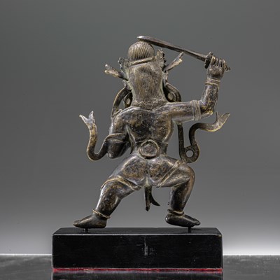 Lot 83 - RARE STANDING TIBETAN 13TH CENTURY ACALA WITH SEMI PRECIOUS STONES