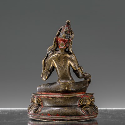 Lot 72 - SEATED REST GILT AND LACQUERED BRONZE TARA NEPAL 15TH CENTURY