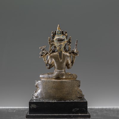 Lot 152 - SEATED BRONZE MANJUSRI TIBET OR NEPAL 15TH CENTURY