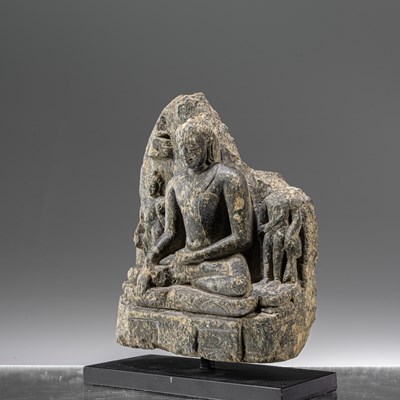 Lot 13 - SEATED BIHAR INDIA STONE 12TH CENTURY BUDDHA