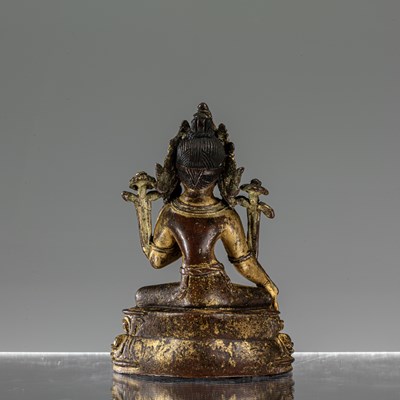 Lot 21 - GREEN TARA BRONZE NEPAL 16TH CENTURY