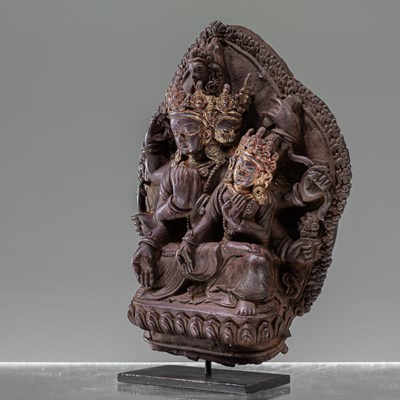 Lot 50 - RARE TANTRIC FORM OF AVALOKITESHVARA BRONZE NEPAL 17TH CENTURY