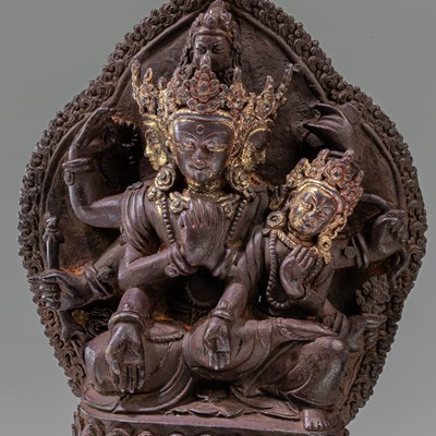Lot 50 - RARE TANTRIC FORM OF AVALOKITESHVARA BRONZE NEPAL 17TH CENTURY