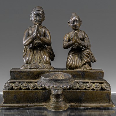 Lot 31 - NEPALESE 18TH CENTURY OILLAMP