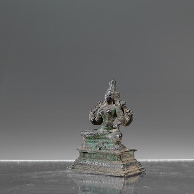 Lot 26 - SEATED BRONZE PARVATI INDIA 14TH CENTURY