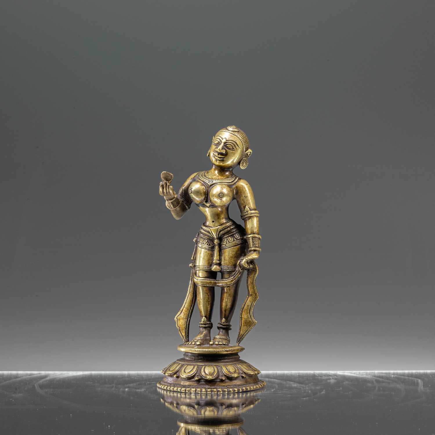 Lot 67 - STANDING DAKINI BRONZE ORISSA INDIA 18TH CENTURY