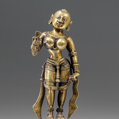 Lot 67 - STANDING DAKINI BRONZE ORISSA INDIA 18TH CENTURY