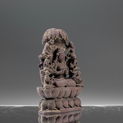 Lot 58 - SEATED BUDDHA VAIROCANA STONE CARVING KASHMIR 12TH CENTURY STYLE