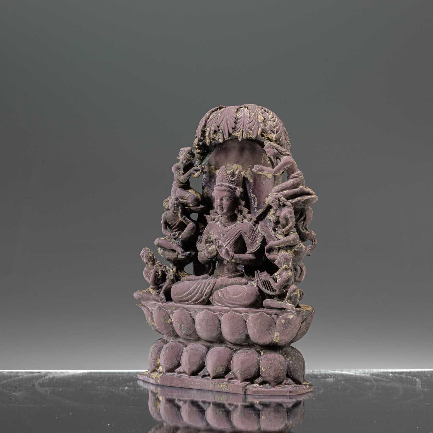 Lot 58 - SEATED BUDDHA VAIROCANA STONE CARVING KASHMIR 12TH CENTURY STYLE