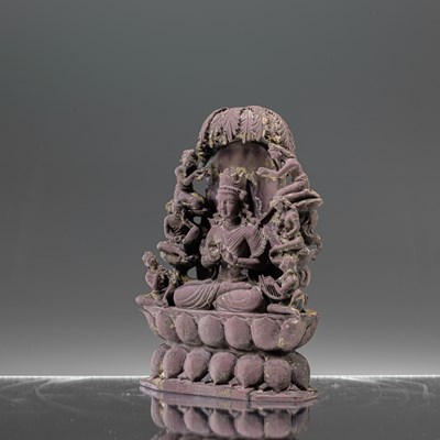Lot 58 - SEATED BUDDHA VAIROCANA STONE CARVING KASHMIR 12TH CENTURY STYLE