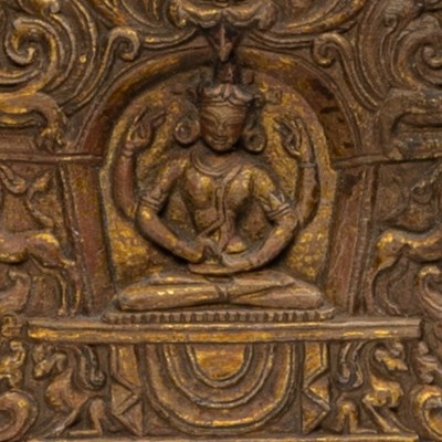 Lot 25 - CARVED WOOD BOOKCOVER TIBET 15TH CENTURY