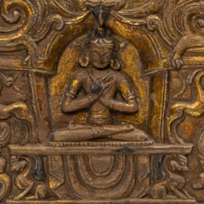 Lot 25 - CARVED WOOD BOOKCOVER TIBET 15TH CENTURY