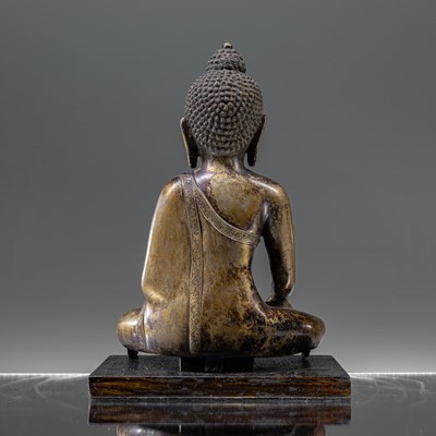 Lot 108 - SEATED BRONZE BUDDHA 18TH CENTURY NEPAL