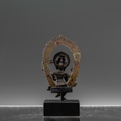 Lot 43 - DANCING BRONZE GANESHA NEPAL 18TH CENTURY