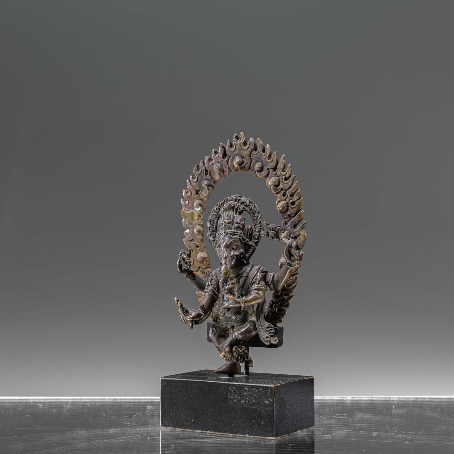Lot 43 - DANCING BRONZE GANESHA NEPAL 18TH CENTURY