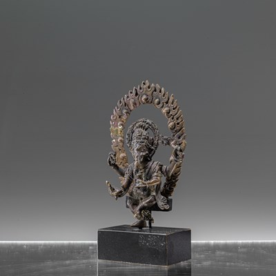 Lot 43 - DANCING BRONZE GANESHA NEPAL 18TH CENTURY