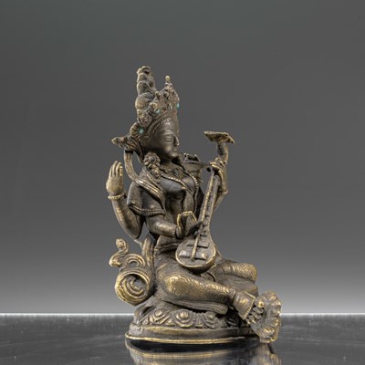 Lot 51 - BRONZE SARASVATI TIBET 19TH CENTURY