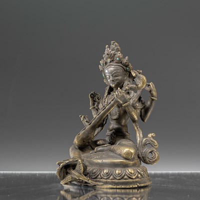 Lot 51 - BRONZE SARASVATI TIBET 19TH CENTURY