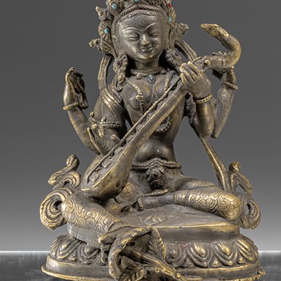 Lot 51 - BRONZE SARASVATI TIBET 19TH CENTURY
