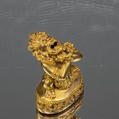 Lot 90 - VERY RARE BRONZE GILT FIGURE OF (VAJRA) DAKA TIBET OR CHINA 19TH CENTURY