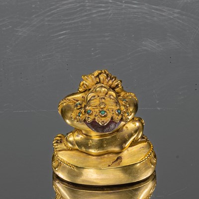 Lot 90 - VERY RARE BRONZE GILT FIGURE OF (VAJRA) DAKA TIBET OR CHINA 19TH CENTURY