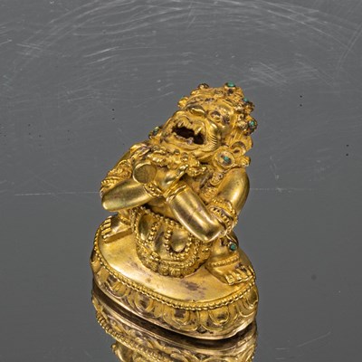 Lot 90 - VERY RARE BRONZE GILT FIGURE OF (VAJRA) DAKA TIBET OR CHINA 19TH CENTURY