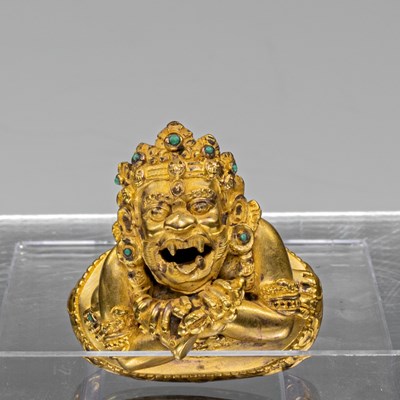 Lot 90 - VERY RARE BRONZE GILT FIGURE OF (VAJRA) DAKA TIBET OR CHINA 19TH CENTURY