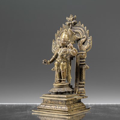 Lot 54 - UNUSUAL BI-COLOR BRONZE OF RAMA INDIA  18TH CENTURY
