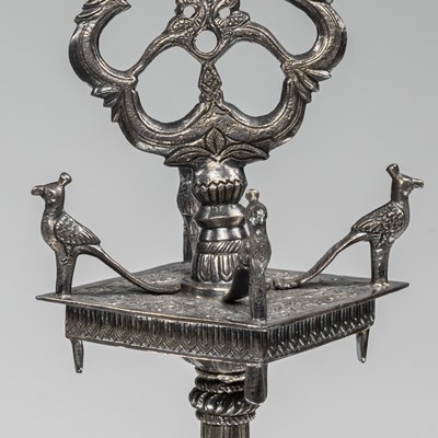 Lot 128 - PAIR OF VERY FINE SILVER CANDLEHOLDER INDIA 1950'S