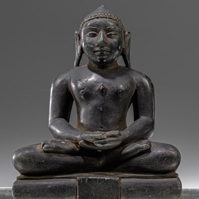 Lot 55 - SEATED STONE JAIN BUDDHA INDIA 19TH CENTURY