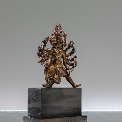 Lot 2 - STANDING PUNCHMUKHI BRONZE FIGURE NEPAL 15TH CENTURY