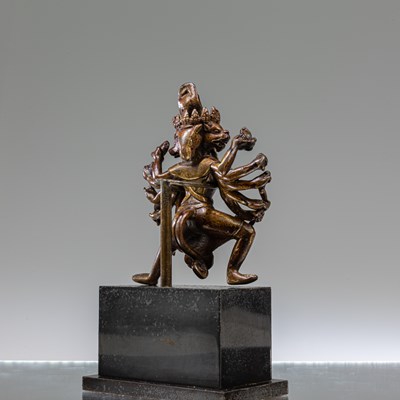 Lot 2 - STANDING PUNCHMUKHI BRONZE FIGURE NEPAL 15TH CENTURY