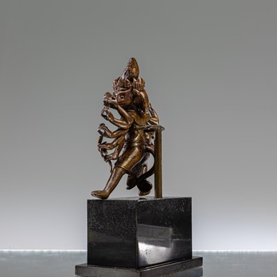 Lot 2 - STANDING PUNCHMUKHI BRONZE FIGURE NEPAL 15TH CENTURY